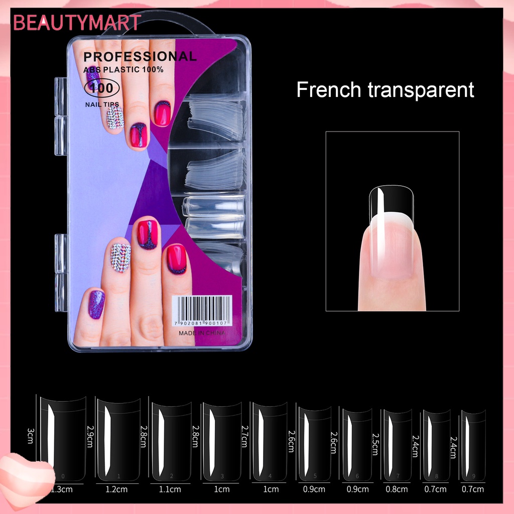 Bộ 100 Móng Tay Giả Trong Suốt Dùng Nối Dài Liền Mạch
