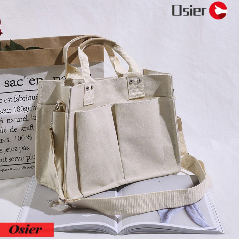 OSIER1 Túi vải Nhiều Ngăn Màu Trơn Thời Trang Mới Cho Nữ