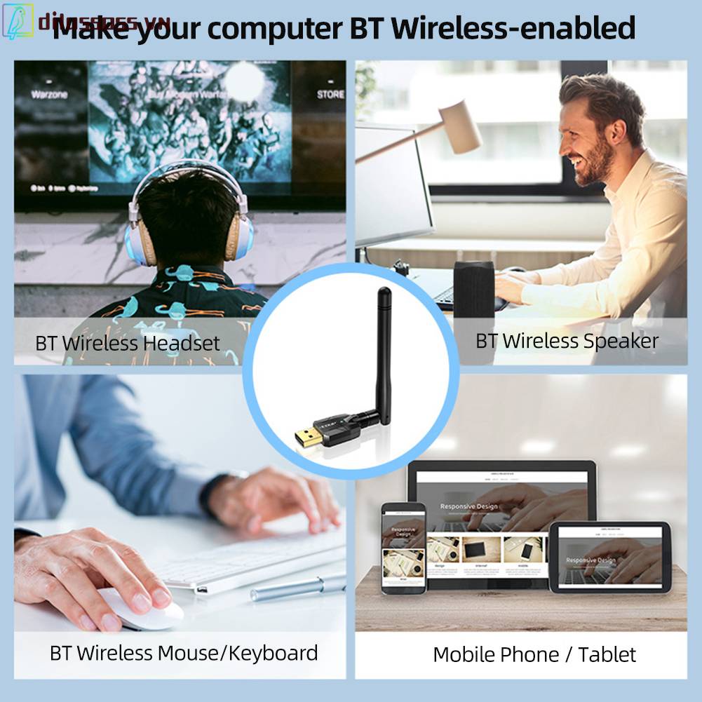 Usb Nhận Tín Hiệu Bluetooth 5.1 100M Cho Máy Tính
