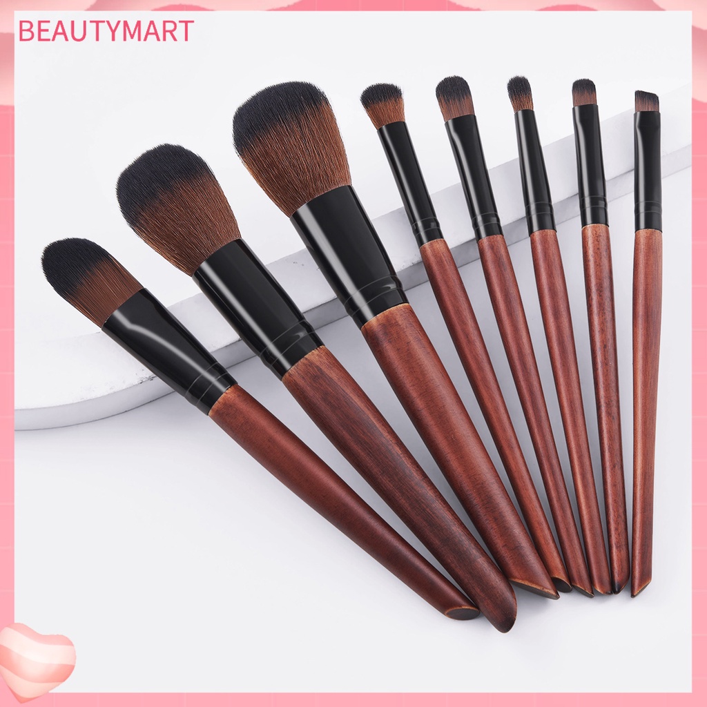 Bộ 8 Cọ Trang Điểm Lông Mềm Cán Gỗ Gụ Đa Năng Chuyên Nghiệp