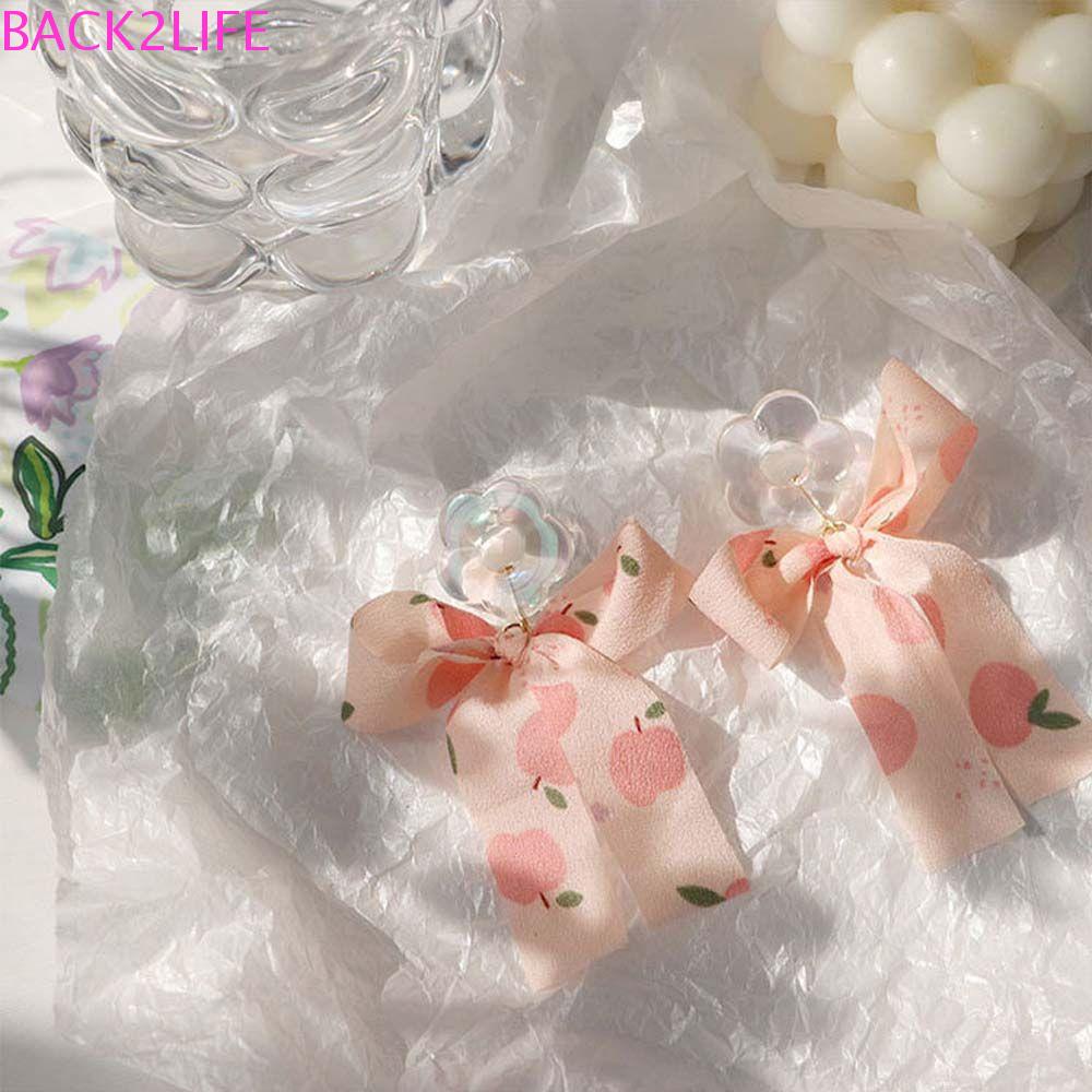 Đôi Bông Tai Dáng Dài Trang Trí Nơ Ruy Băng Xinh Xắn Thời Trang Cho Nữ