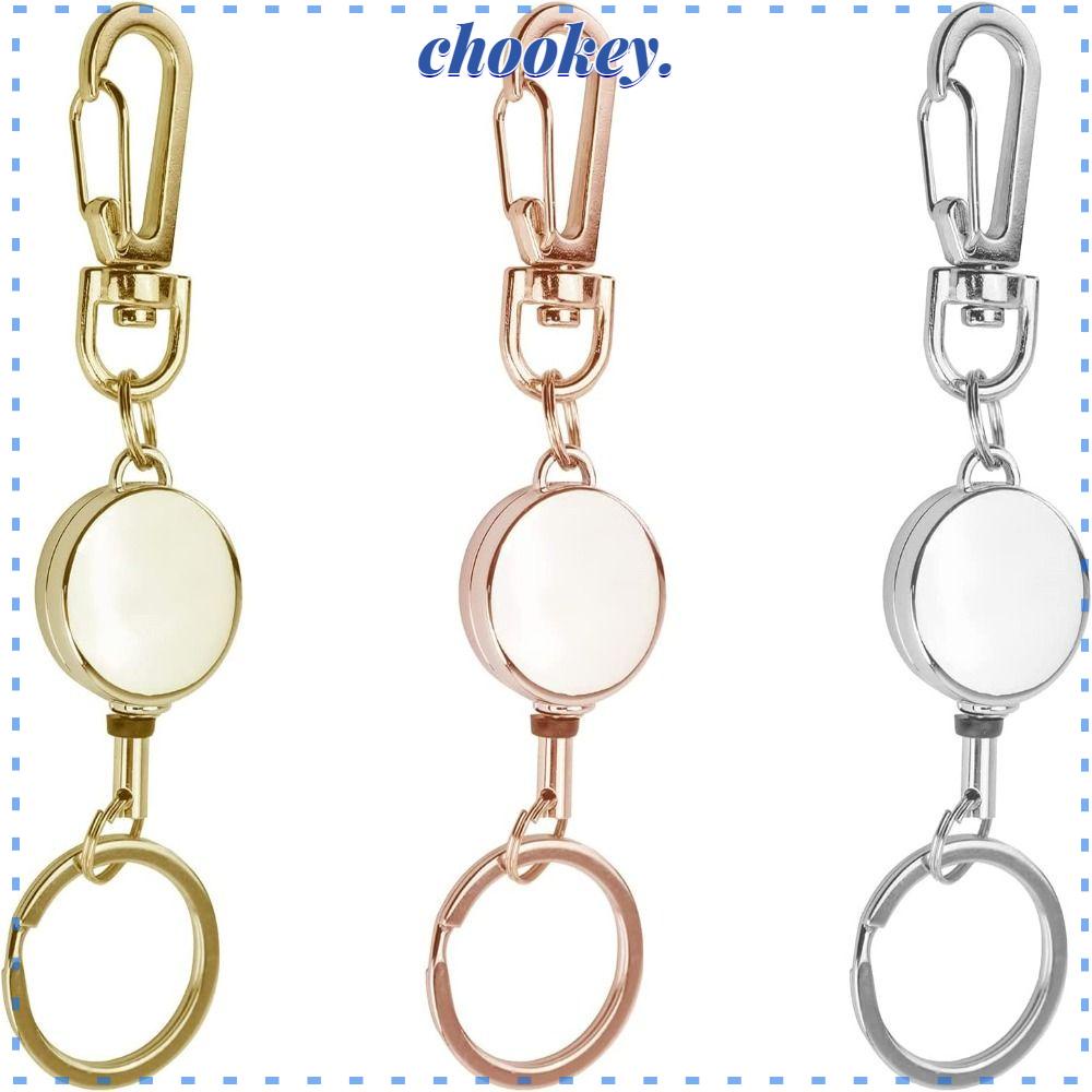 CHOOKEY Set 3 Móc Chìa Khóa Màu Vàng Hồng Có Thể Thu Gọn Siêu Bền Tiện Dụng Cho Văn Phòng