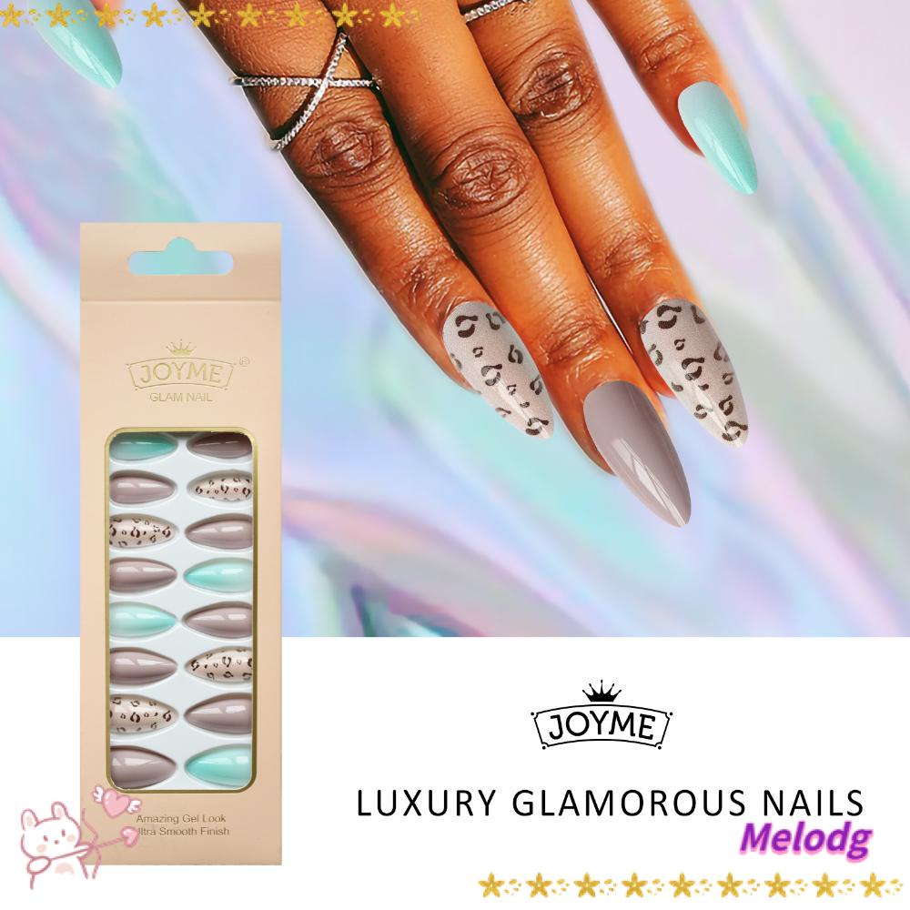 MELODG Set 24 Móng Tay Giả Nối Dài Đảo Thời Gian Có Thể Tháo Rời