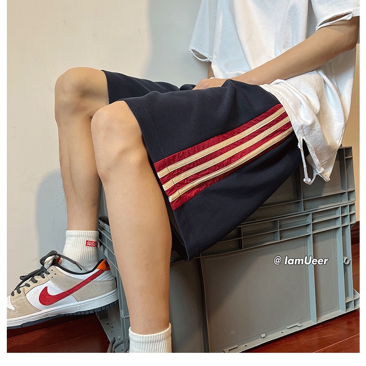 Quần Short Thể Thao Ống Rộng Họa Tiết Kẻ Sọc Phong Cách Đường Phố Mỹ 150kg Cho Nam Và Nữ