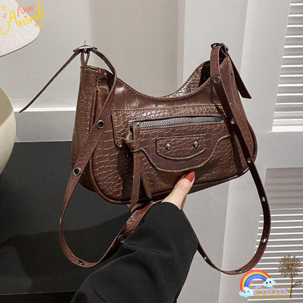 EUCA Túi Xách Da PU Phong Cách Punk