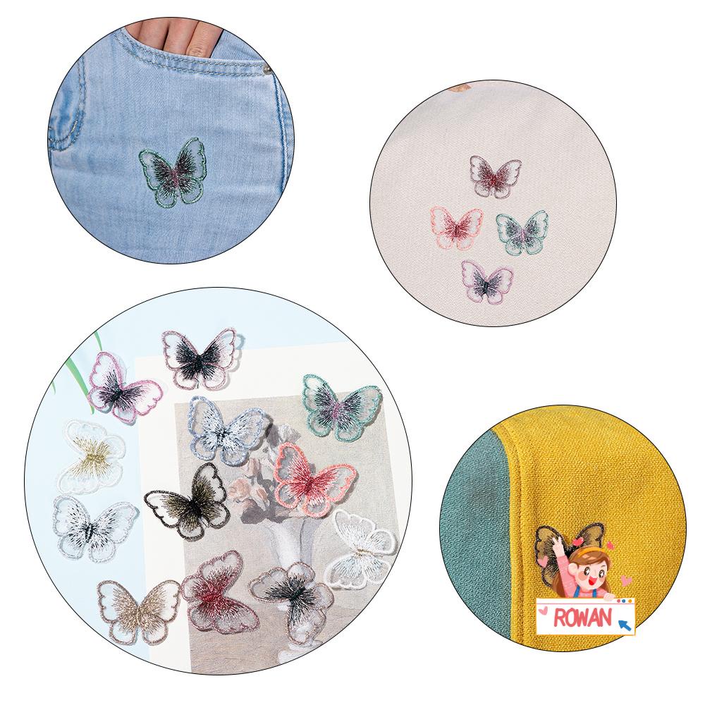 ROWANS Set 10 Tấm Vải Ren Thêu Hình Bướm Viền Tua Rua Hòa Tan Trong Nước