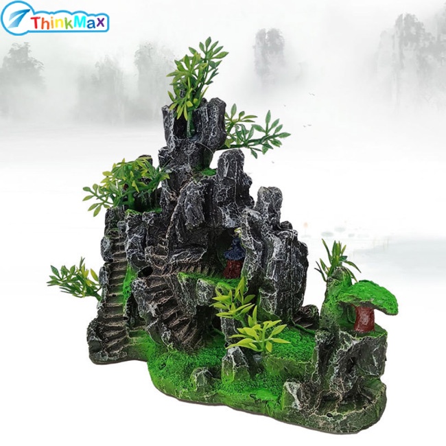 Hòn Non Bộ Hai Mặt Bằng Nhựa Resin Trang Trí Bể Cá