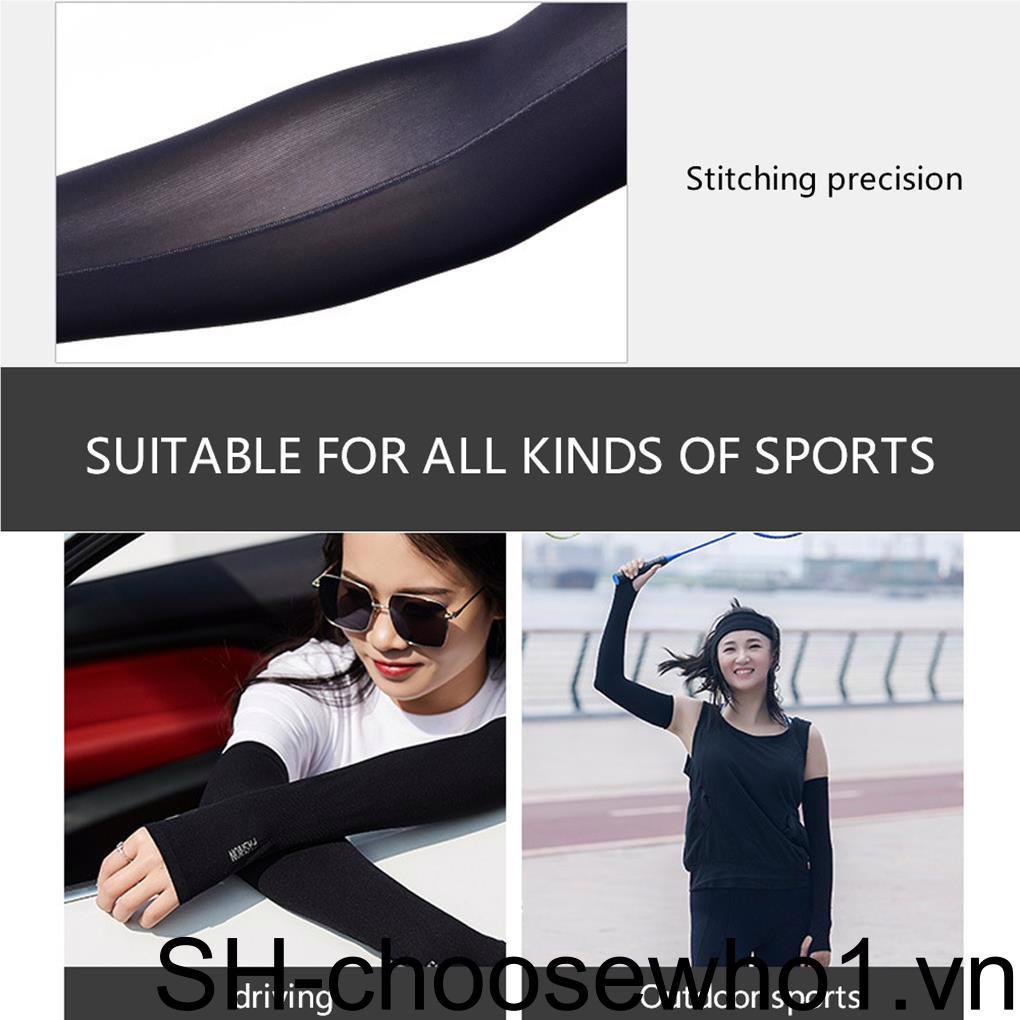 1 Đôi Găng Tay Dài Hở Ngón Chống Tia UV Chất Liệu Cotton Giữ Ấm Cho Nữ