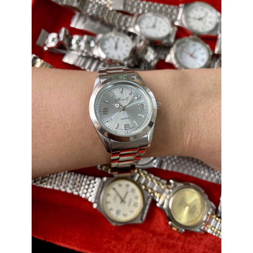 Đồng hồ nữ tay to size 32~38mm, một số nam tay nhỏ đeo được, thép không rĩ sáng bóng 2hand, vintage bãi Nhật