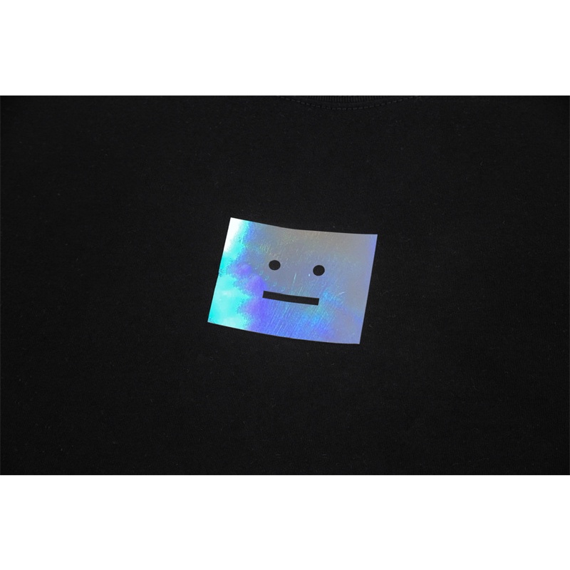 Áo Thun cotton Cổ Tròn Tay Ngắn Dáng Rộng In Hình Mặt Cười Màu laser Phản Quang Thời Trang Cho Nam Và Nữ A-cn-e &amp; Stu-dios 88-Squayja