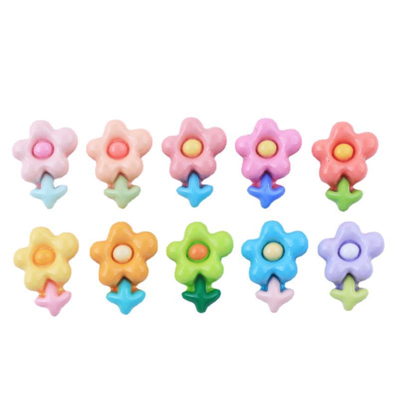 Bộ 10 Miếng Dán Hình Hoa Năm Cánh Bằng Nhựa Resin Trang Trí Ốp Điện Thoại DIY