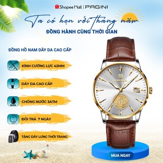 Đồng hồ nam pagini pa1899 dây da cao cấp,