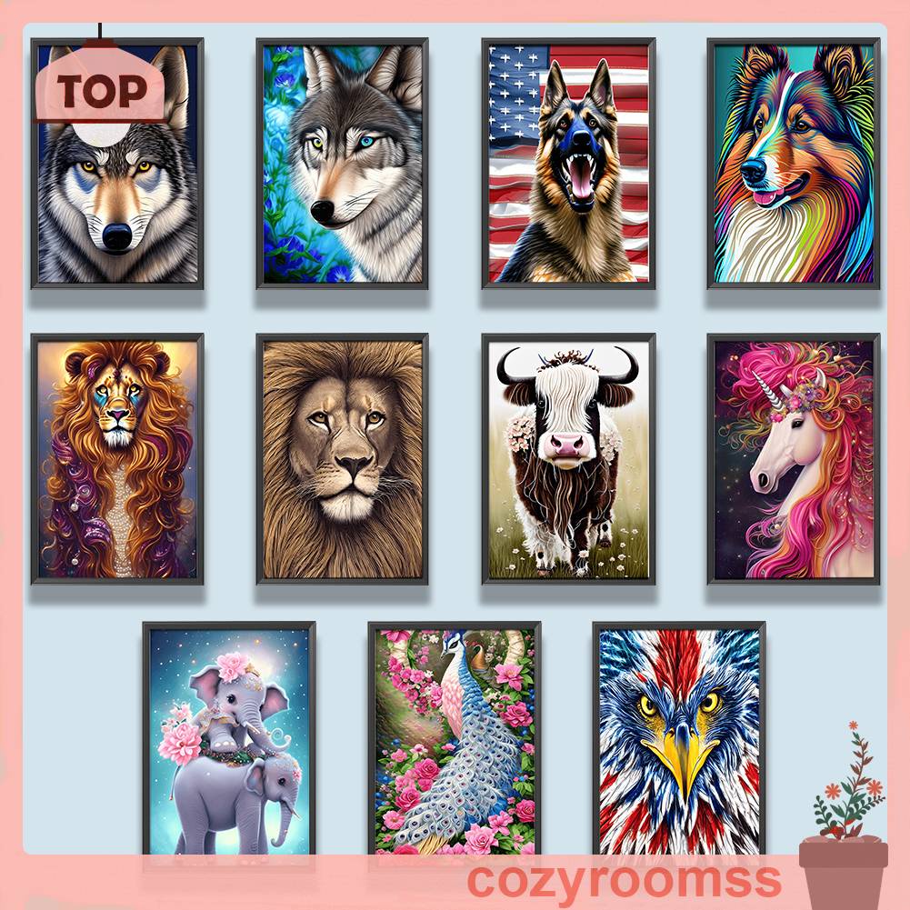 Tranh Đính Đá Kim Cương Toàn Bộ 5D DIY Hình Vẽ Động Vật