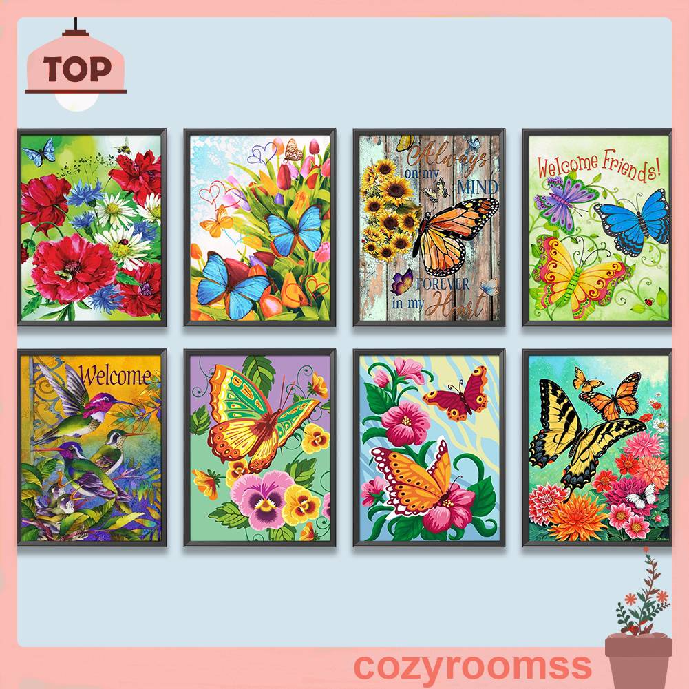 Tranh Đính Đá Kim Cương Toàn Bộ 5D DIY Hình Vẽ Bướm