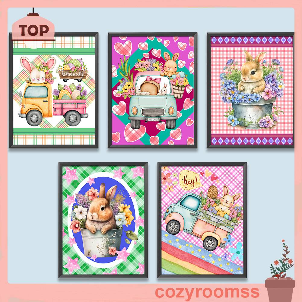 Tranh Đính Đá Kim Cương Toàn Bộ 5D DIY Hình Vẽ Thỏ Trang Trí Nhà Cửa