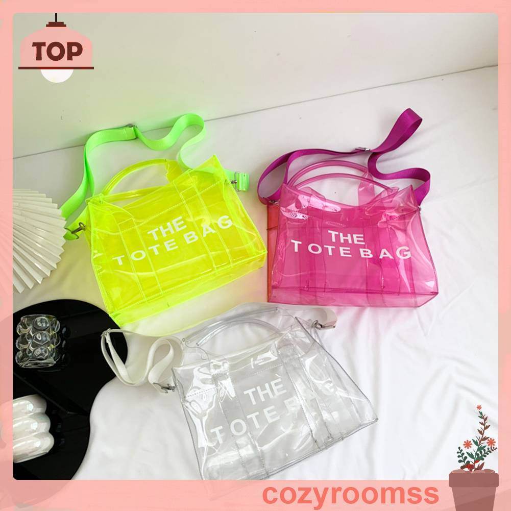 Túi Tote Đeo Vai / Xách Tay Trong Suốt In Chữ Thời Trang Đi Biển Mùa Hè Cho