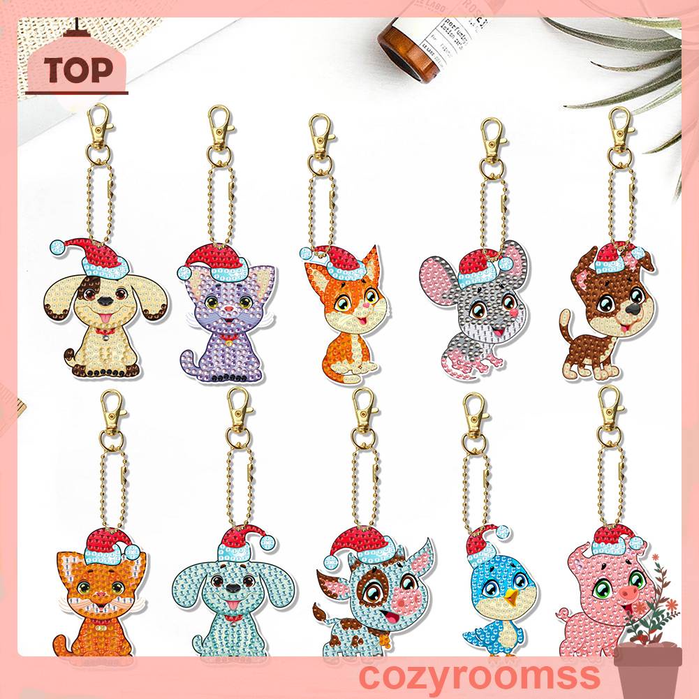 Set 10 Móc Khóa Hình Gấu Trúc 5D Dễ Thương