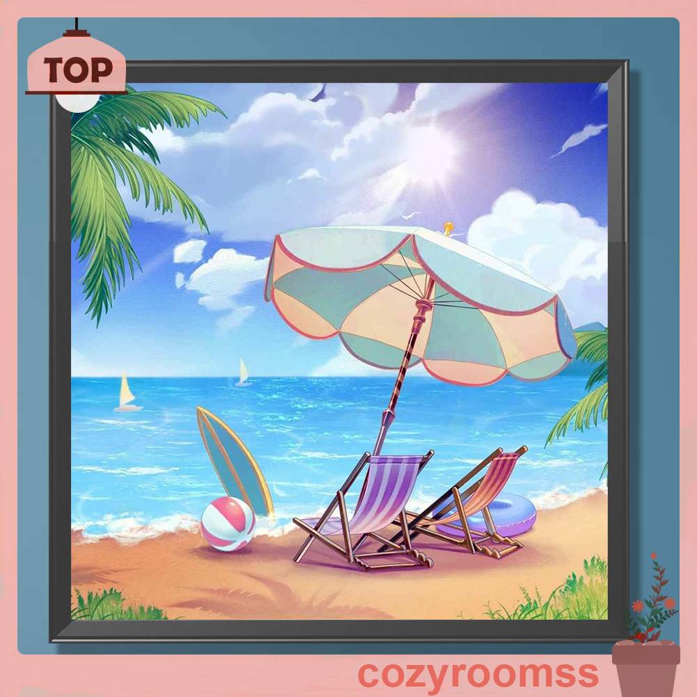 Tranh Đính Đá Kim Cương Toàn Bộ 5D DIY Hình Bãi Biển