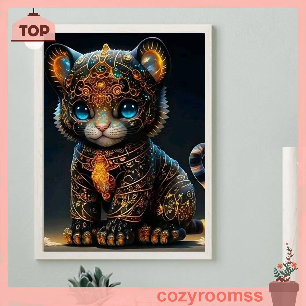 Tranh Đính Đá Kim Cương Toàn Bộ 5D DIY Hình Vẽ Mèo Trang Trí Nhà Cửa