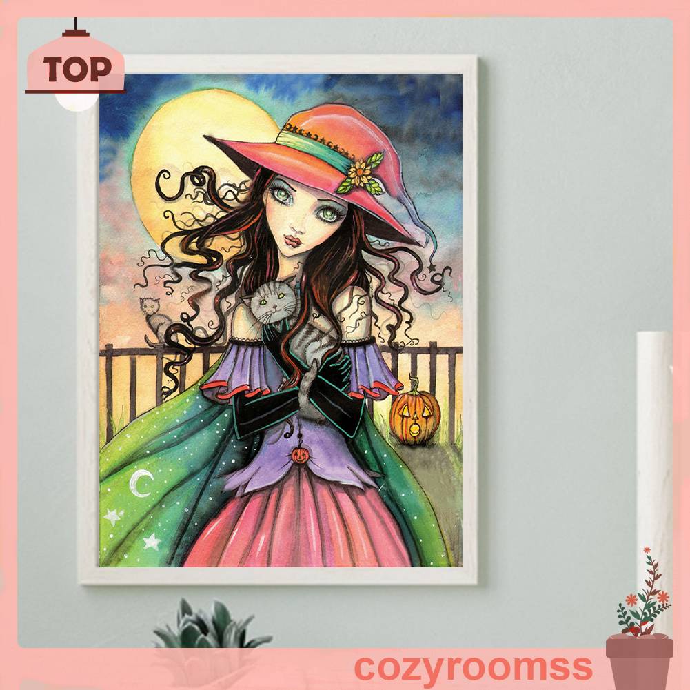 Tranh Đính Đá Kim Cương Toàn Bộ 5D DIY Hình Vẽ Cô Gái Gothic Trang Trí Nhà Cửa