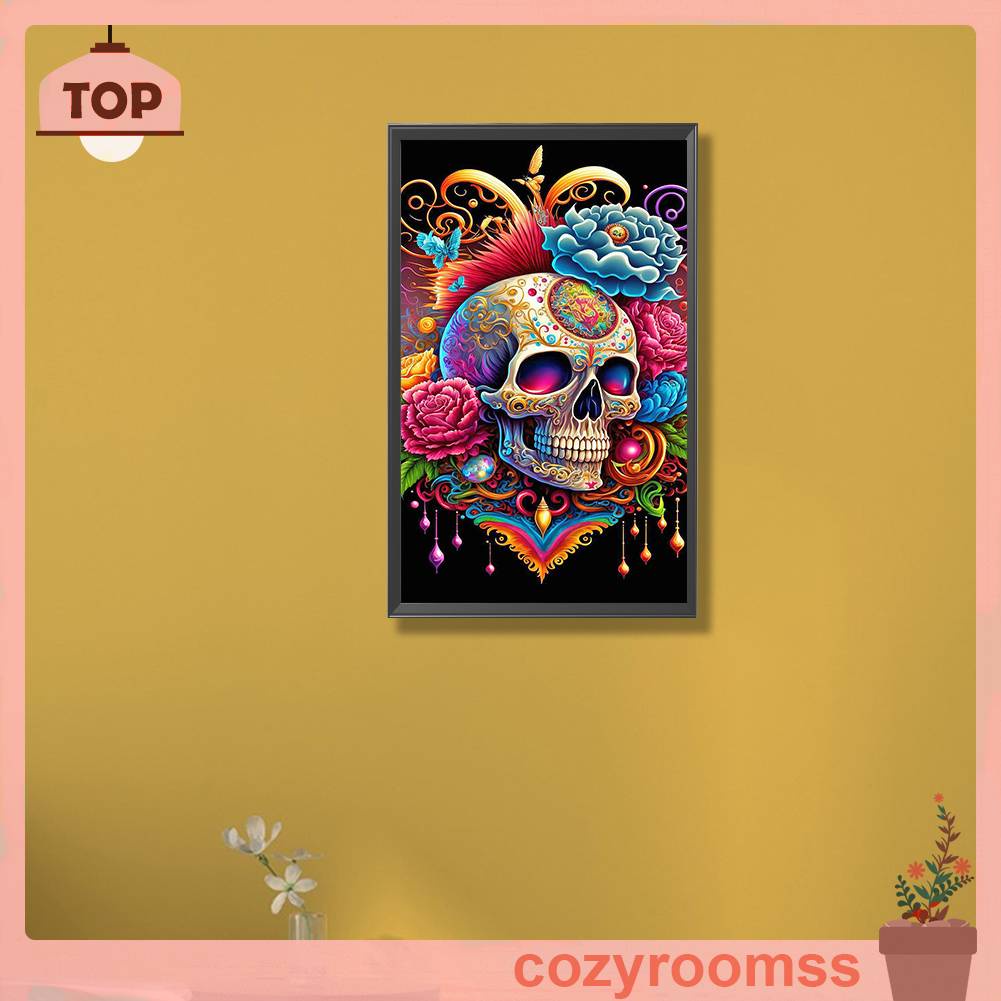 Tranh Đính Đá Kim Cương Toàn Bộ 5D DIY Hình Đầu Lâu