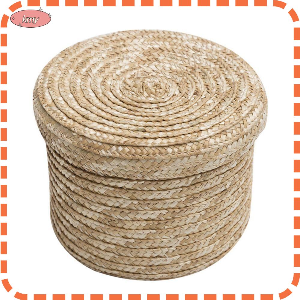 KRNY Giỏ Đựng Đồ Giặt Bằng Rơm Đan Có Nắp Đậy Tiện Dụng