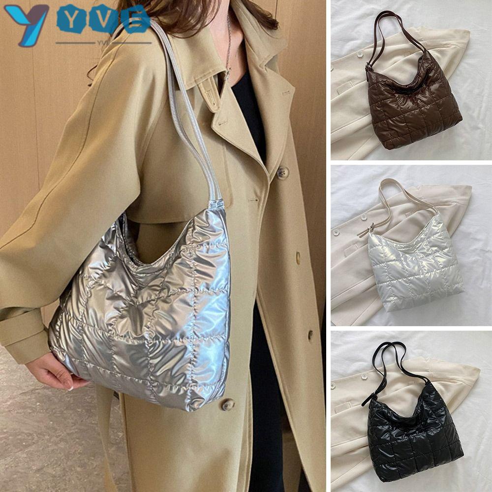 YVE Túi Tote Đeo Vai Đệm Cotton Không Gian Thời Trang Sức Chứa Lớn