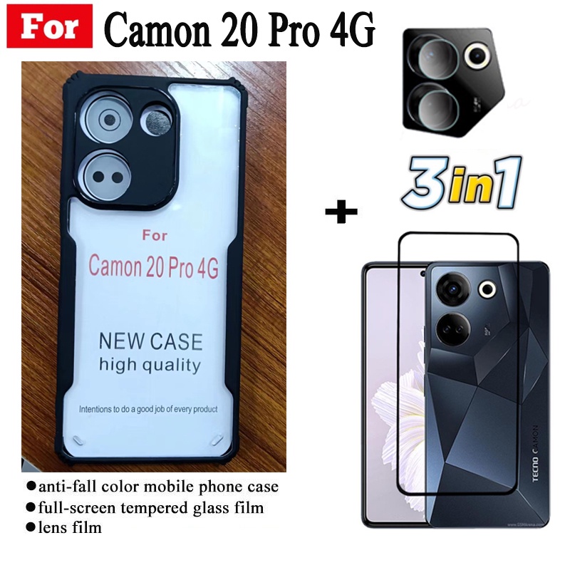 Ốp Điện Thoại Kính Cường Lực 3 Trong 1 Chống Rơi Cho Tecno Camon 20 Pro Tecno Spark 10 Pro