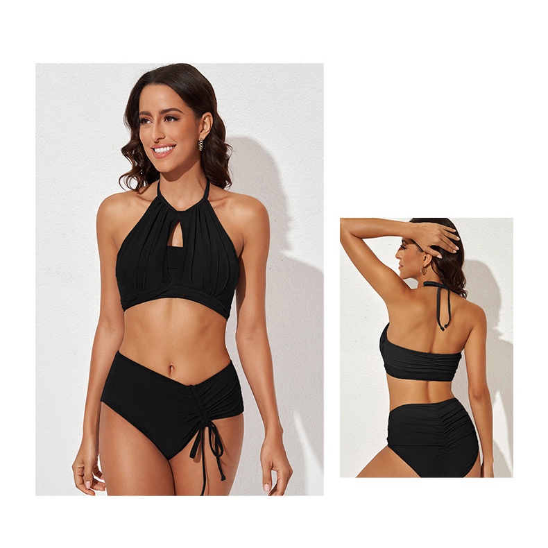 Bộ Đồ Bơi Lưng Cao Màu Sắc Trơn Khoét Lỗ Quyến Rũ Cho Nữ