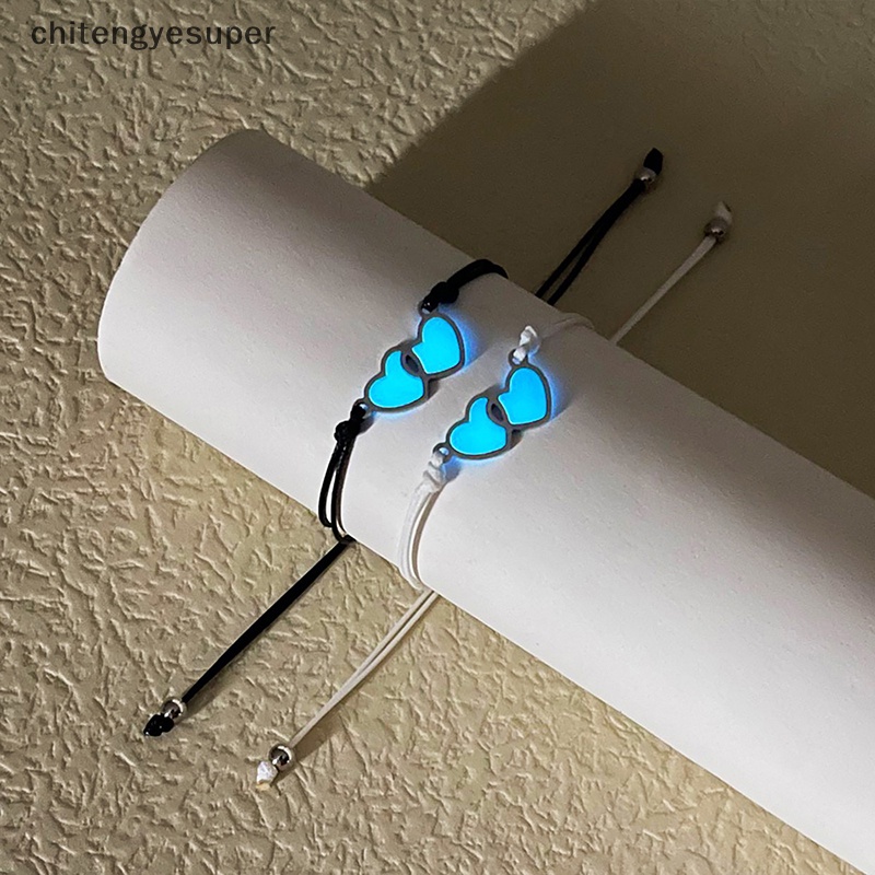 Vòng Tay Dây Bện Mặt Trái Tim Màu Dạ Quang Thời Trang Cho Cặp Đôi