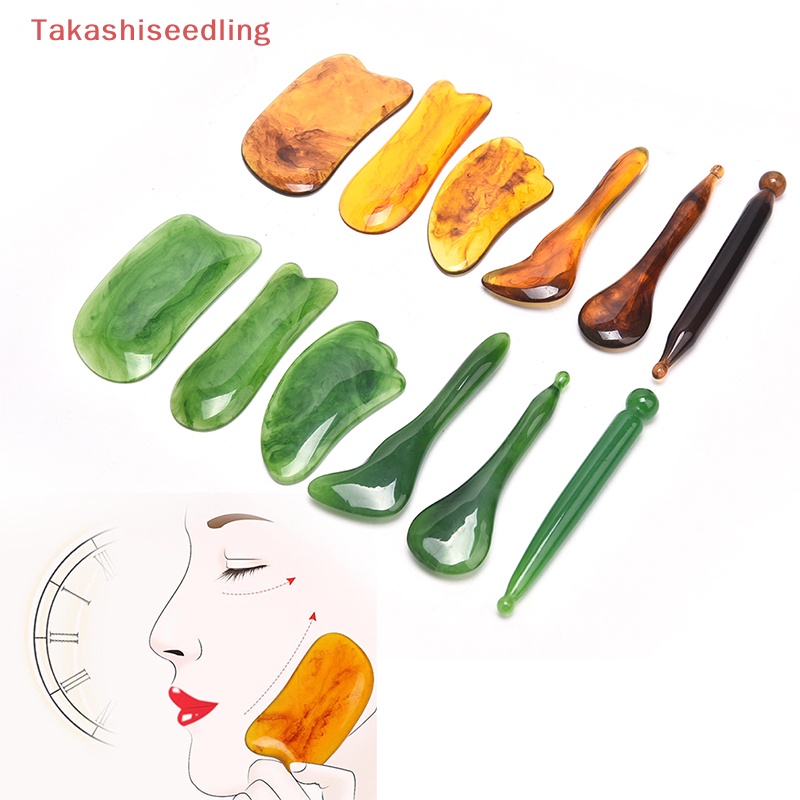 (Takashiseedling) Dụng Cụ Cạo Mát Xa Bằng Nhựa Resin Tự Nhiên Màu Hổ Phách