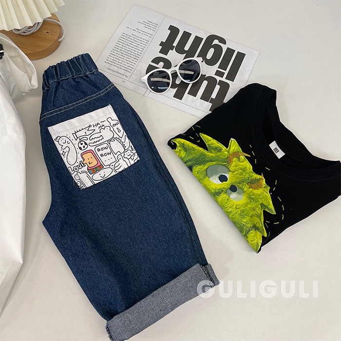 Áo Thun Cotton Ngắn Tay Dáng Rộng In Hình Quái Vật Thời Trang Mùa Hè Cho Bé Trai