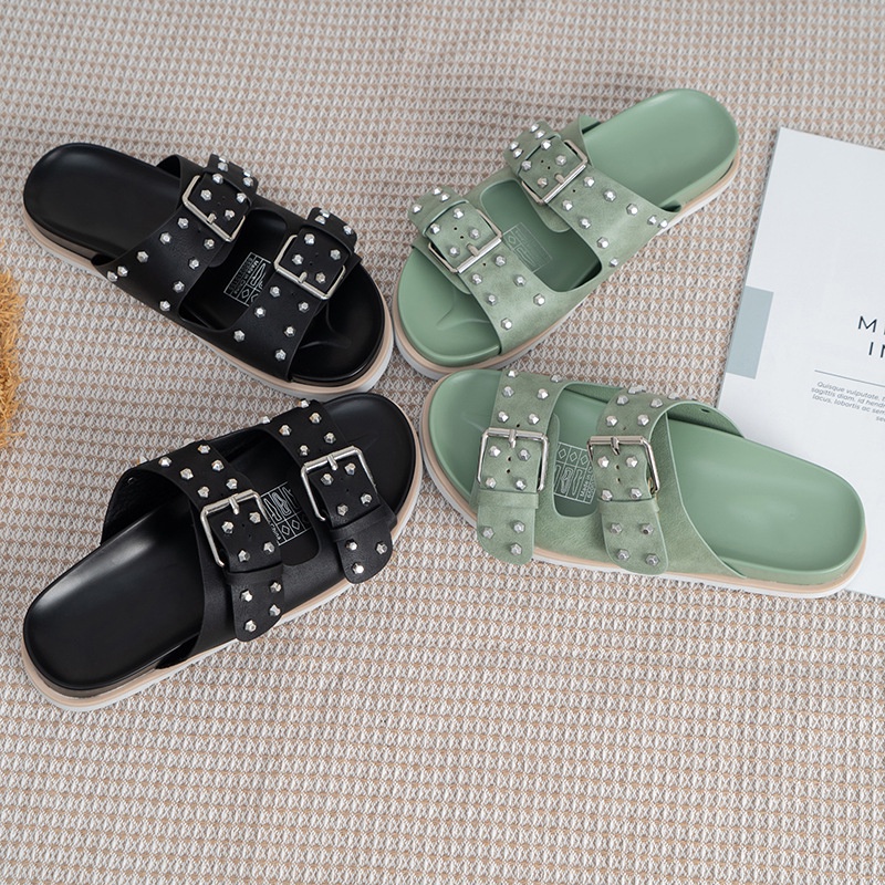 Xăng đan Đế Bằng Phối Khóa Thời Trang Cho Nữ