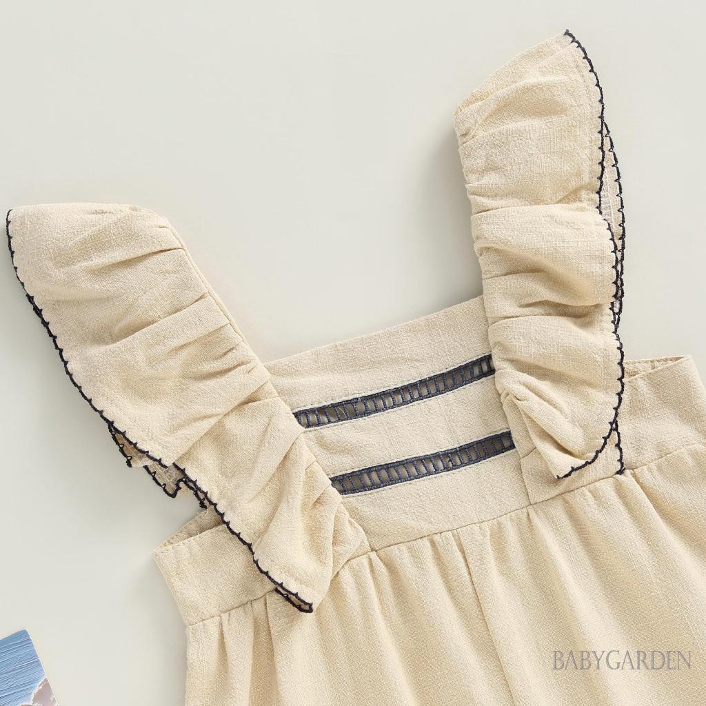 Áo Liền Quần Mùa Hè Tay Ngắn Cổ Vuông Màu Sắc Thời Trang Dành Cho Bé Gái 0-24 Tháng Tuổi