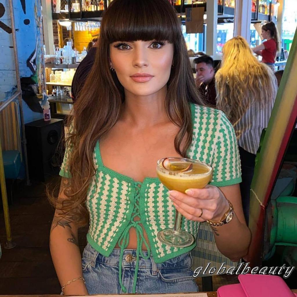 Áo Dệt Kim Ngắn Tay Cổ Vuông Họa Tiết Kẻ Sọc Với Dây Điều Chỉnh Được Thời Trang Mùa Hè Cho Nữ