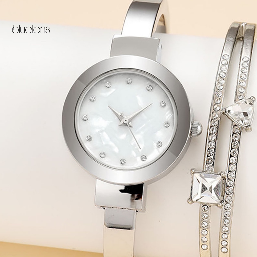 Đồng Hồ Đeo Tay Mặt Tròn Đính Đá Thời Trang Dành Cho Nữ
