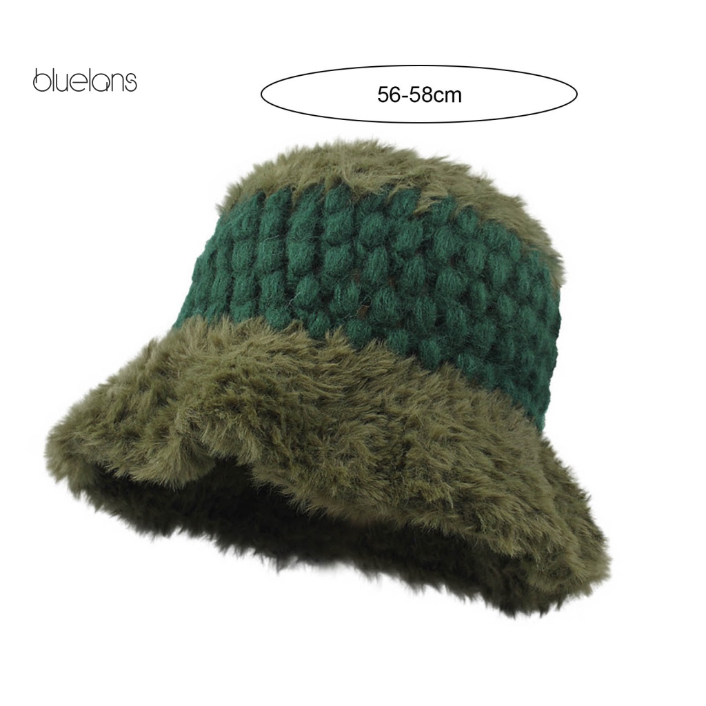 Nón Tai Bèo Dệt Kim Phủ Lông Xù Chống Gió Màu Sắc Xinh Xắn Cho Nữ