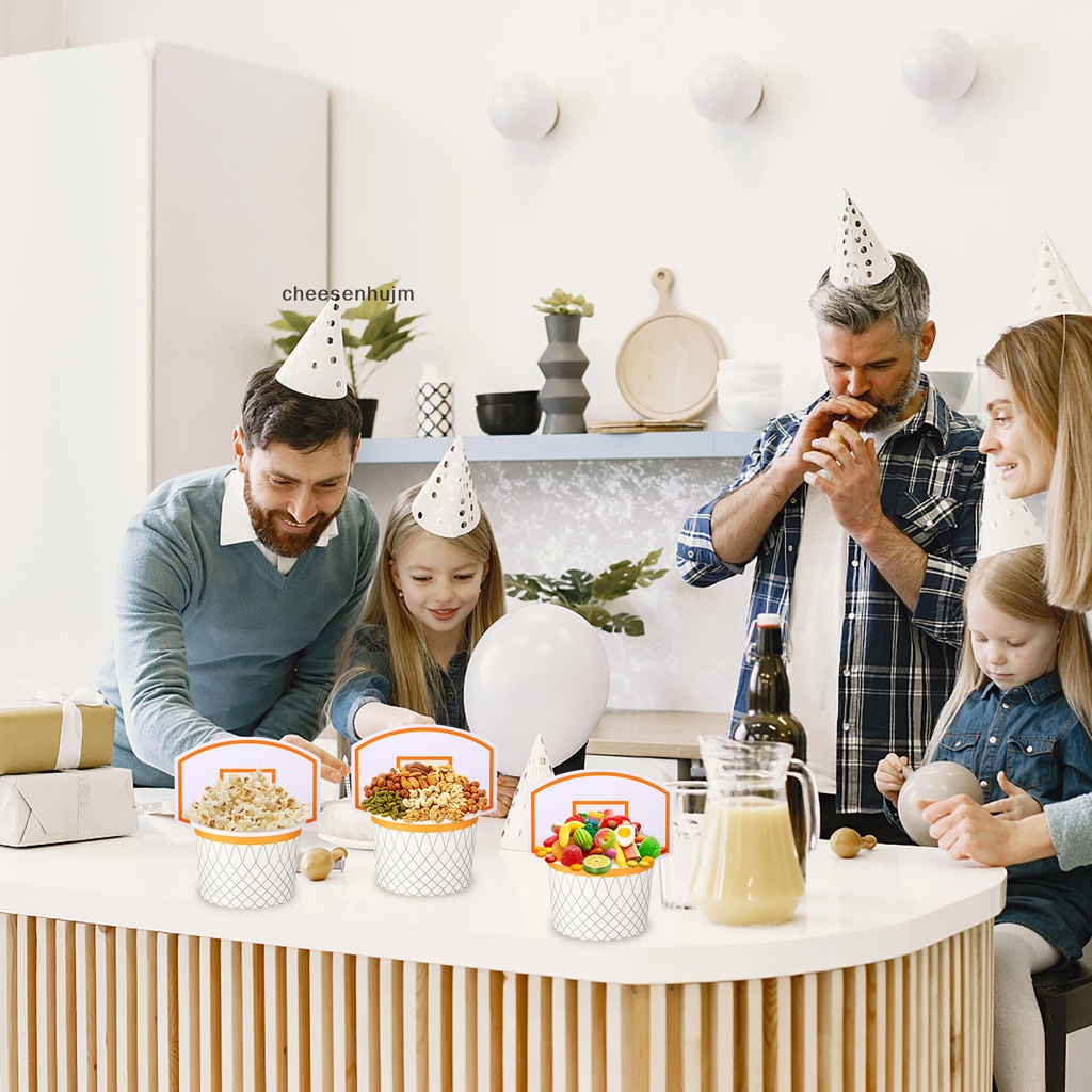 Bộ 50 Cốc Đựng Kem 9 oz Dùng Một Lần Họa Tiết Bóng Rổ Độc Đáo