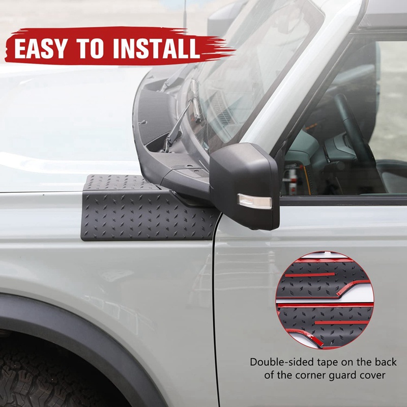 Khung Bảo Vệ Góc Cửa Xe Hơi Bằng ABS Màu Đen Chuyên Dụng Cho Ford Bronco 2021 2022 2023 2 / 4