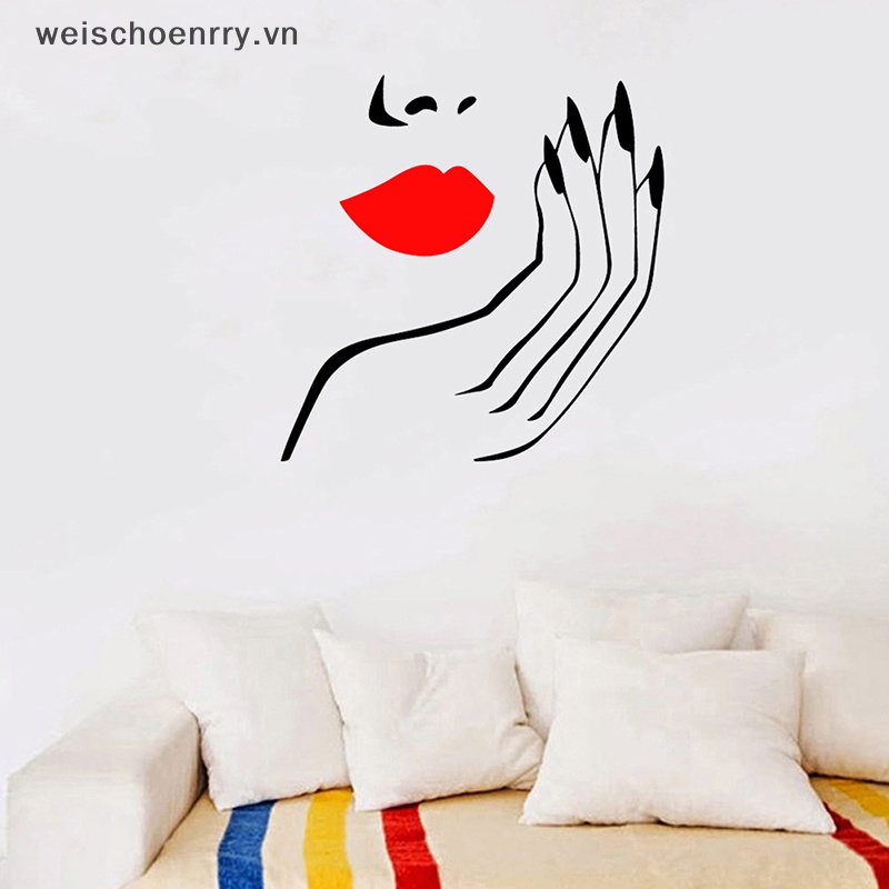 Đề Can Dán Tường Trang Trí Hình Đôi Môi / Bàn Tay Thời Trang Cho Nữ