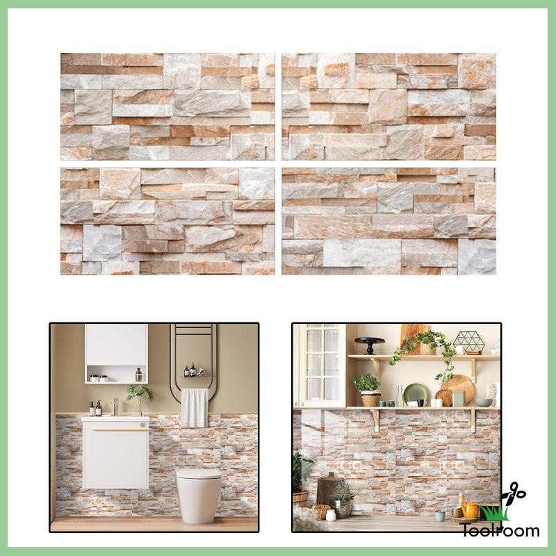 Bộ 4 Miếng Dán Tường Giả Gạch 3D Chống Thấm Nước