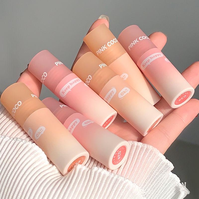Son Kem Lì Chống Dính Cốc Không Phai Màu Thiết Kế Ống Tròn Màu Hồng Sữa Coco
