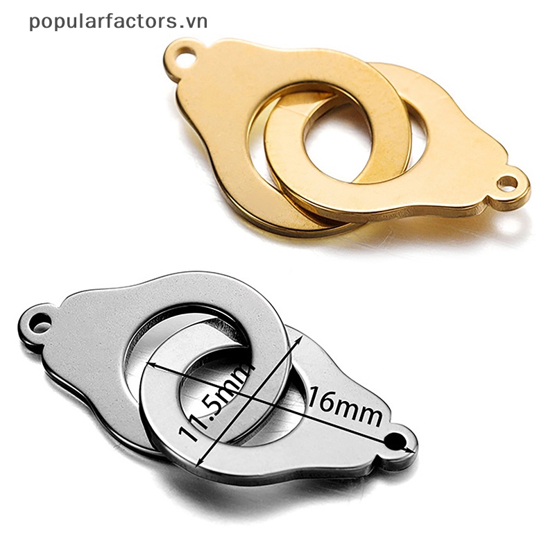 Set 5 Mặt Vòng cổ Bằng Thép Không Gỉ Hình Còng Tay DIY Sáng Tạo