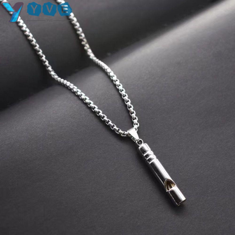 YVE Set 3 Vòng cổ Mặt Còi Bằng Thép Titan Phong Cách Punk Giảm Căng Thẳng