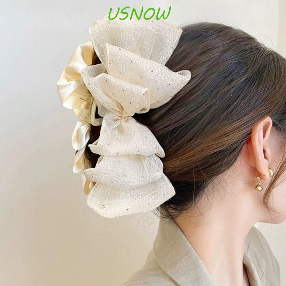 Kẹp Tóc Hình Nơ Phối Lưới Họa Tiết Chấm Bi / Trái Tim Dễ Thương Phong Cách Hàn Quốc Cho Nữ