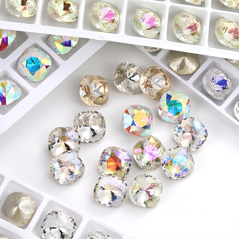 Đệm Kính Đá Pha Lê Hình Vuông K9 Siêu Sáng Bóng Chất Lượng Cao Trang Trí Móng Tay DIY