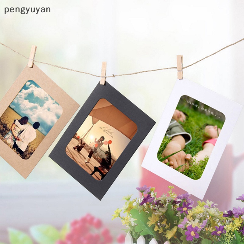 Bộ 10 Khung Ảnh Bằng Giấy Kraft Kèm Kẹp 2M Trang Trí Nhà Cửa DIY