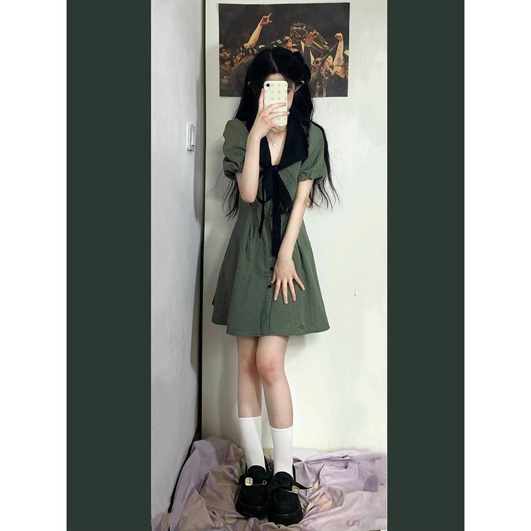 Đầm mini Cổ Vuông Tay Phồng Dễ Thương Thời Trang Mùa Hè Cho Nữ