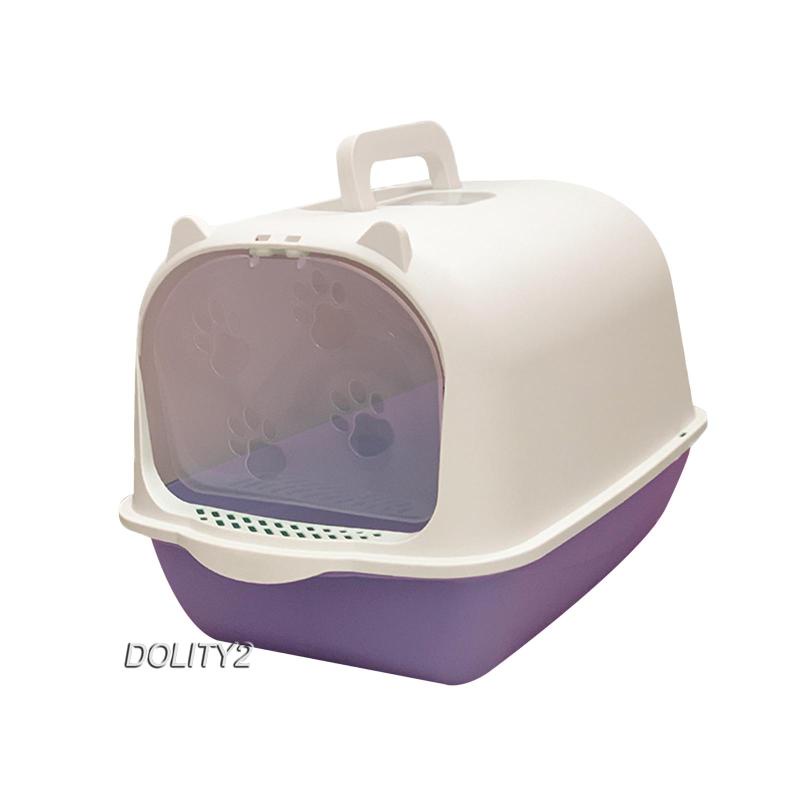 Hộp Đi Vệ Sinh Chống Văng Nước Có Mũ Trùm Tiện Lợi Dành Cho Mèo Cưng