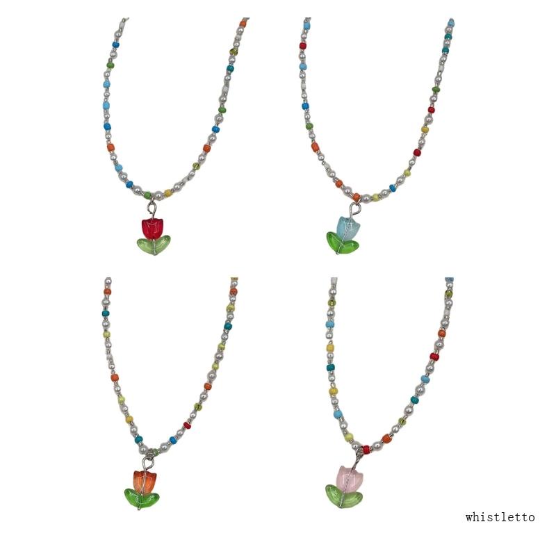 Vòng cổ Dạng Chuỗi Hạt Nhiều Màu Phong Cách Bohemia